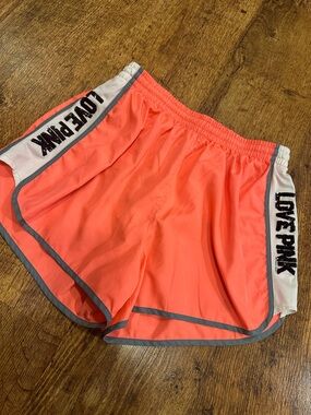 PINK Victoria's Secret Coral Athletic Shorts with White Side Panels
